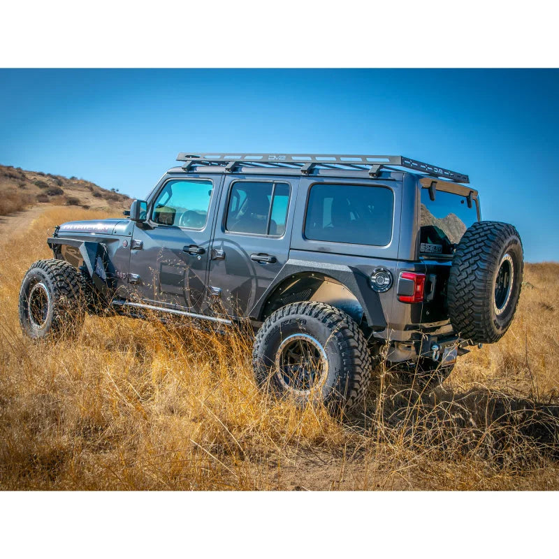 DV8 Offroad 18-21 Jeep Wrangler JL 4-Door Roof Rack - Back View