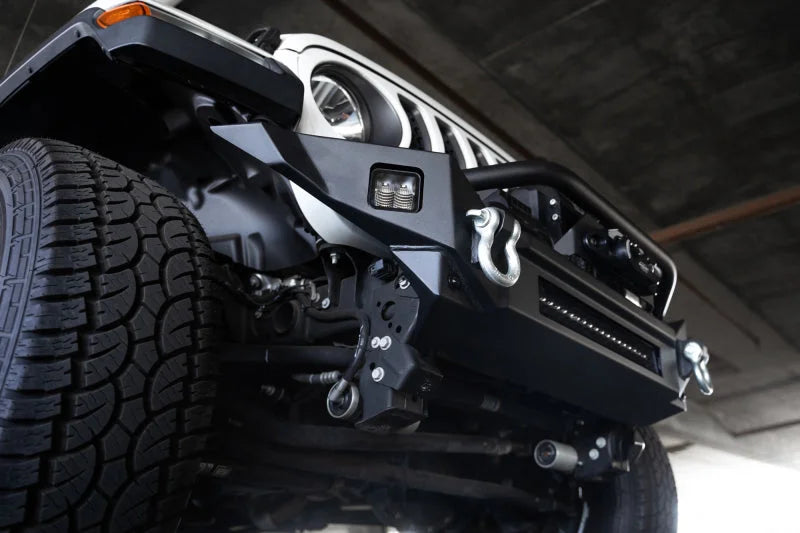 DV8 Offroad 18-23 Jeep Wrangler JL / 20-23 Jeep Gladiator JT FS-7 Mid-Width Winch Front Bumper - Back View