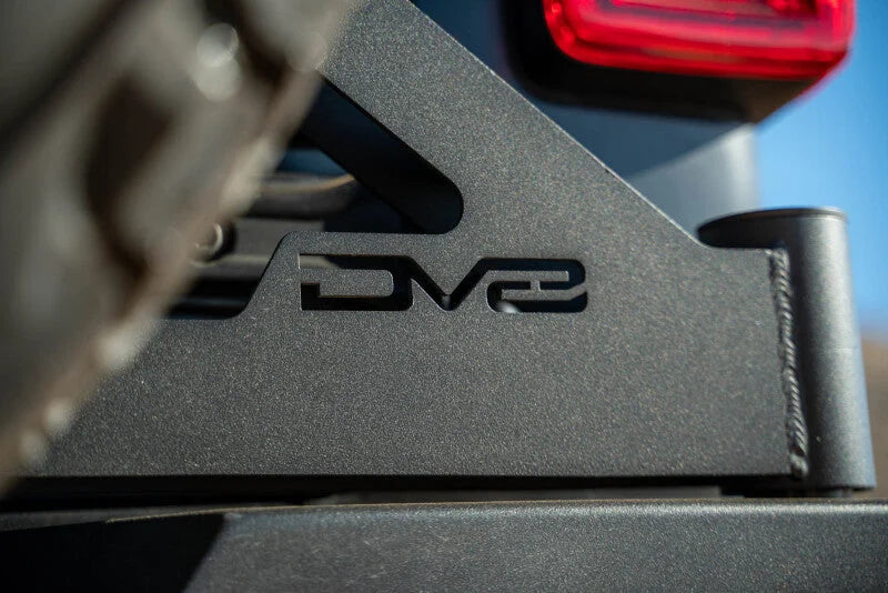 DV8 Offroad 18-23 Jeep Wrangler JL MTO Series Bumper Spare Tire Swing Gate - Side View