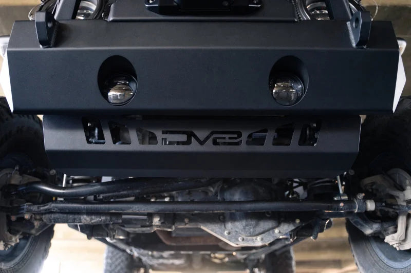DV8 Offroad 18-23 Jeep Wrangler JL/JT Front Bumper Sway-Bar Disconnect Motor Skid Plate - Main Product View