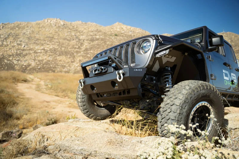 DV8 Offroad 18-23 Jeep Wrangler JL/JT Front Bumper Sway-Bar Disconnect Motor Skid Plate - Additional View 6