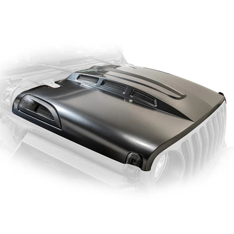 DV8 Offroad 18+ Jeep JL Heat Dispersion Hood - Primer Black - Main Product View