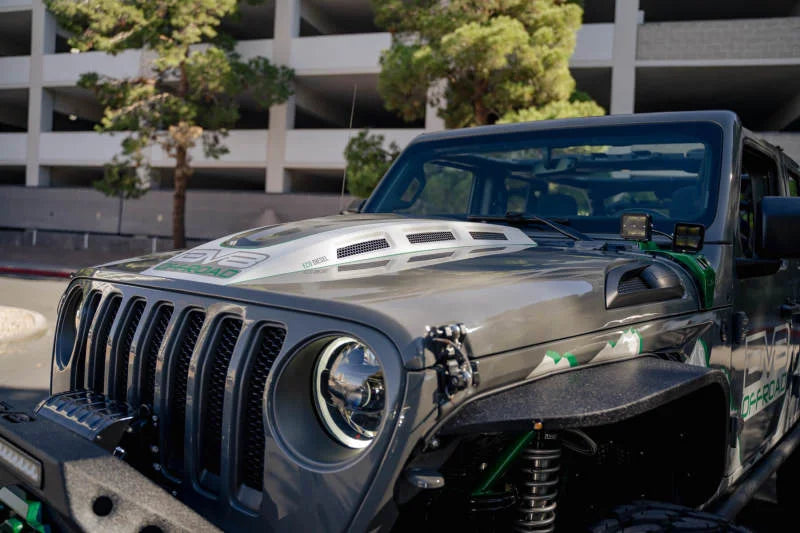 DV8 Offroad 18+ Jeep JL Heat Dispersion Hood - Primer Black - Additional View 8