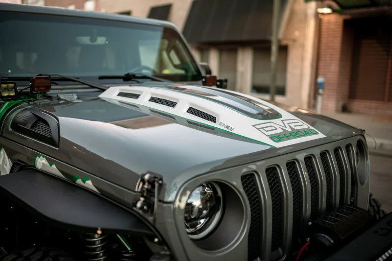 DV8 Offroad 18+ Jeep JL Heat Dispersion Hood - Primer Black - Additional View 9