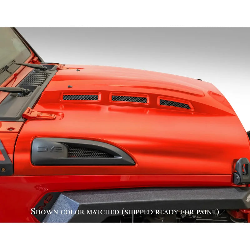 DV8 Offroad 18+ Jeep JL Heat Dispersion Hood - Primer Black - Additional View 16