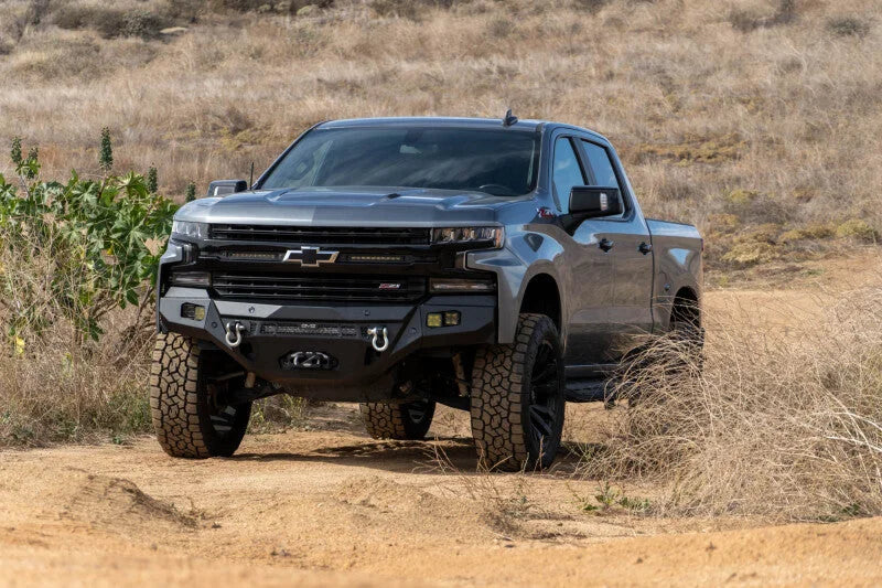 DV8 Offroad 19-21 Chevrolet Silverado 1500 SPEC Series Front Bumper - Installation View