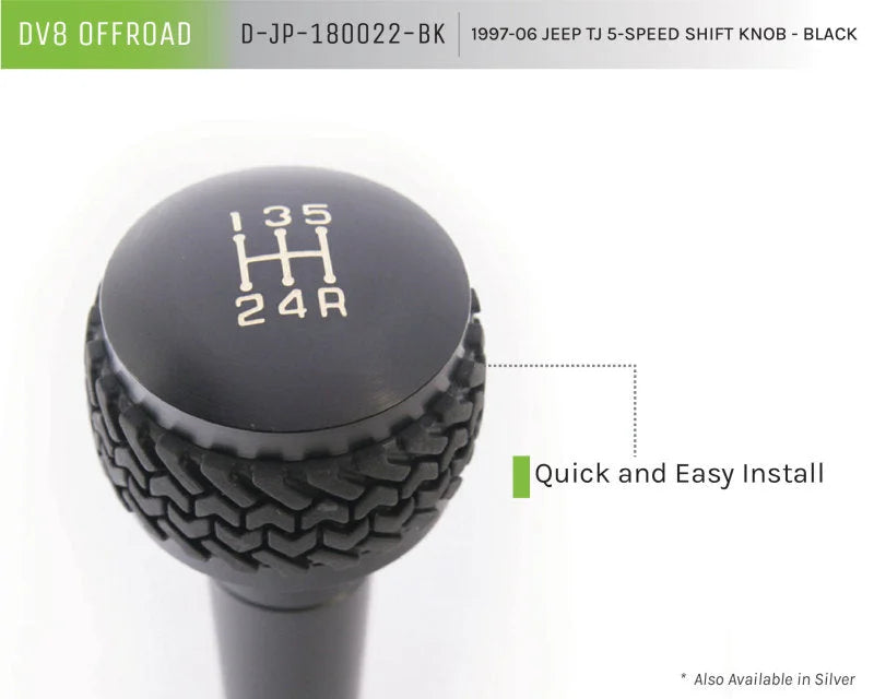 DV8 Offroad 1997-06 Jeep TJ 5-Speed Shift Knob And Lever Black - Installation View