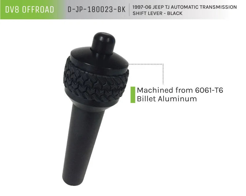 DV8 Offroad 1997-06 Jeep TJ Auto Shift Lever Black - Back View
