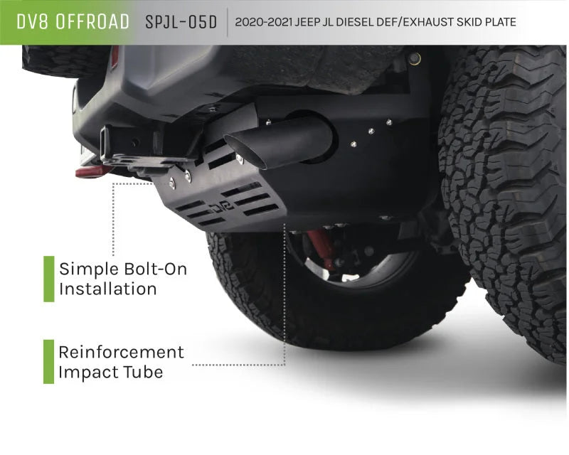 DV8 Offroad 20-22 Jeep Wrangler JL (3.0L Diesel) Rear Diff Skid Plate for Dana 44 - Additional View 7
