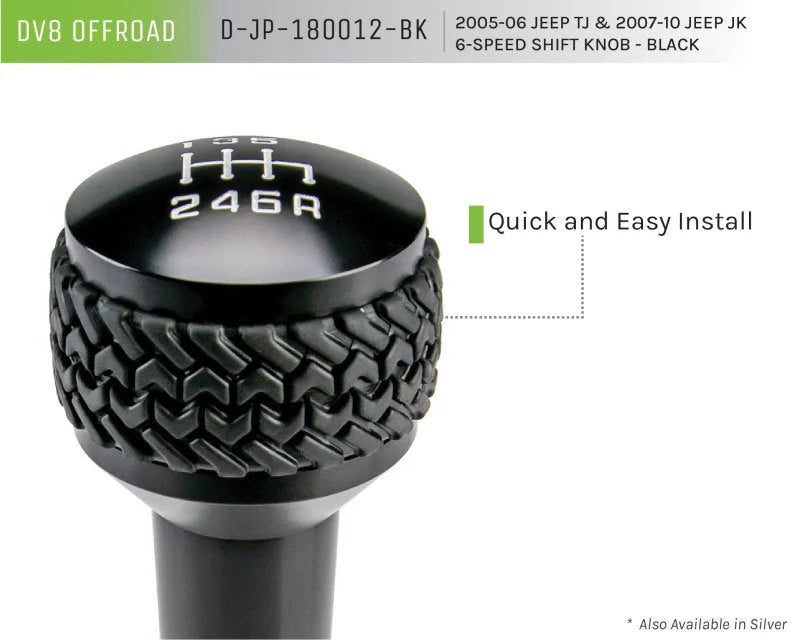 DV8 Offroad 2005-2010 Jeep TJ/JK 6-Speed Shift Knob Black Finish - Additional View 8