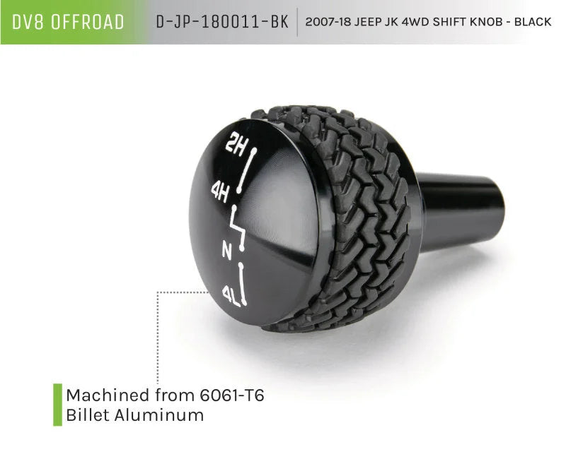DV8 Offroad 2007-2018 Jeep JK 4WD Shift Knob Black Finish - Additional View 7