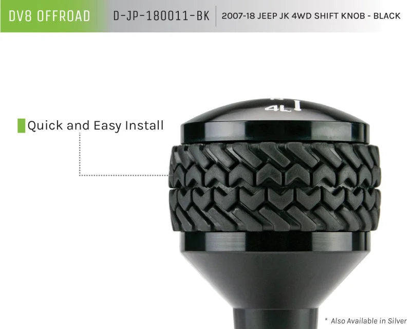 DV8 Offroad 2007-2018 Jeep JK 4WD Shift Knob Black Finish - Additional View 11