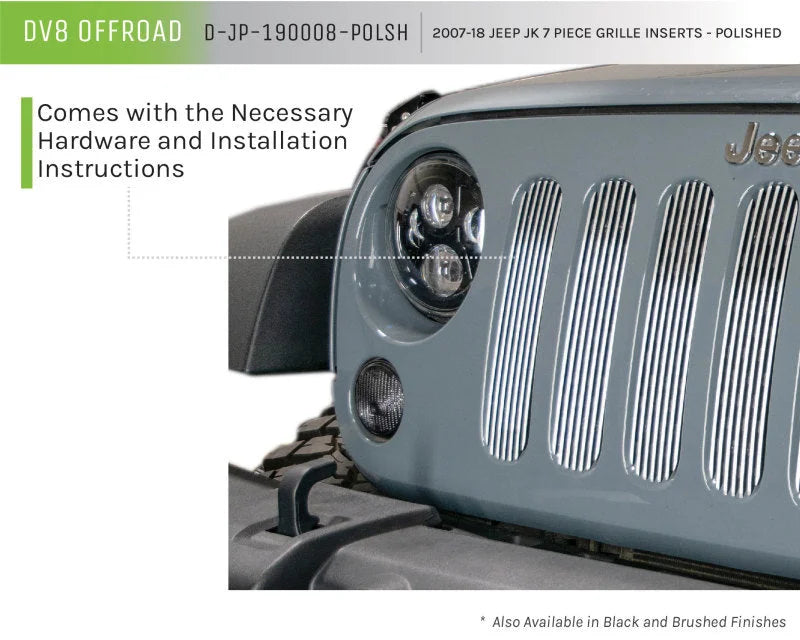 DV8 Offroad 2007-2018 Jeep JK Polished Grille Inserts - Additional View 10