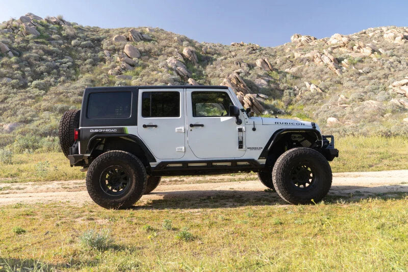 DV8 Offroad 2007-2018 Jeep Wrangler JK 4-Door Rock Sliders - Installation View