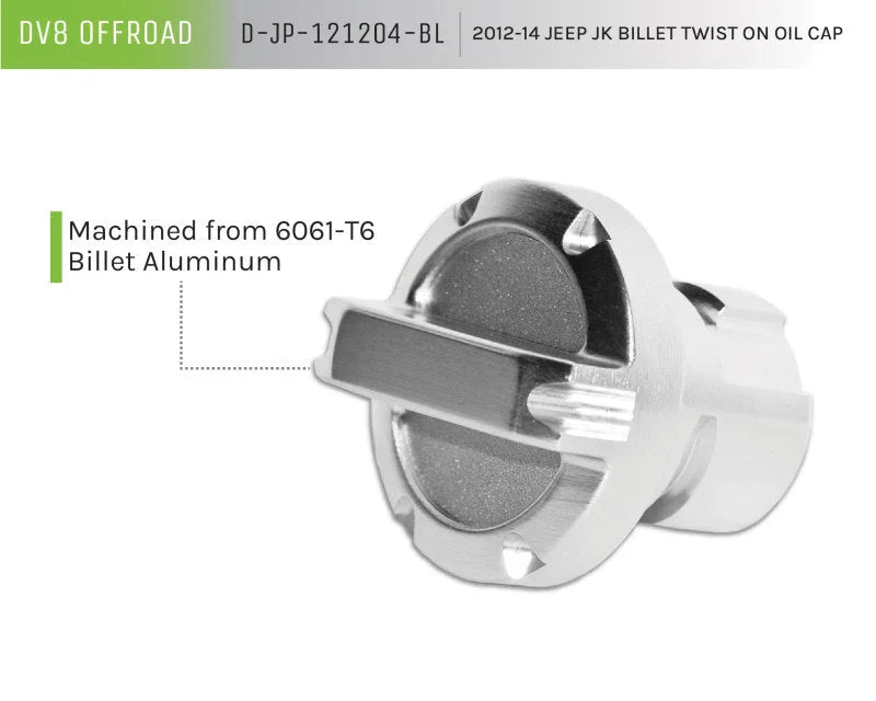 DV8 Offroad 2012-14 Jeep JK Twist On Billet Oil Cap - Back View