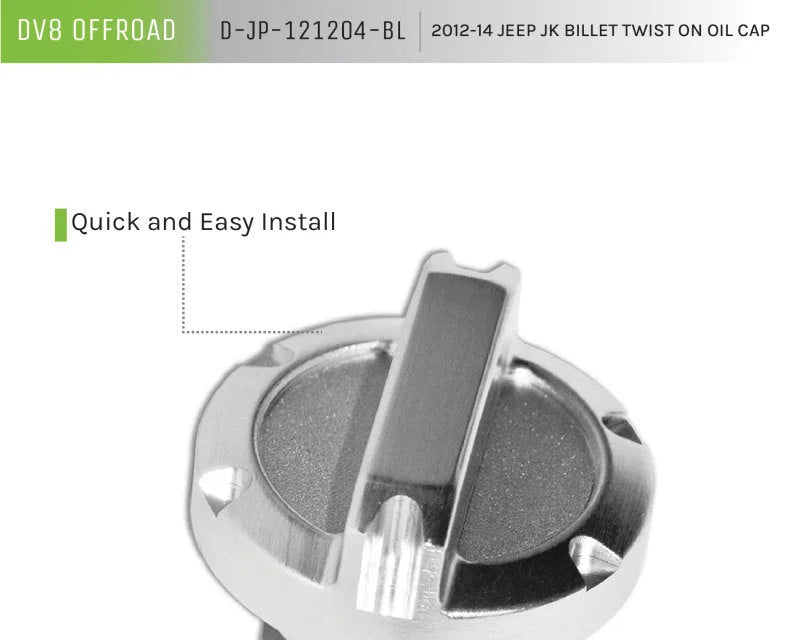 DV8 Offroad 2012-14 Jeep JK Twist On Billet Oil Cap - Installation View