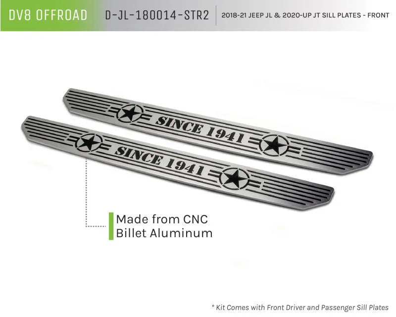 DV8 Offroad 2018-2019 Jeep Gladiator JL Front Sill Plates - Installation View