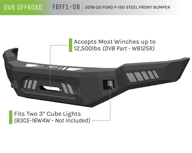 DV8 Offroad 2018+ Ford F-150 Front Bumper w/ Light Holes - Additional View 10