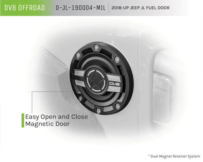 DV8 Offroad 2018+ Jeep JL Aluminum Fuel Door for 20-Pres Wrangler - Additional View 6