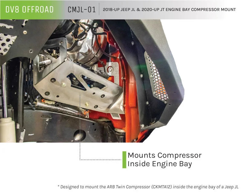 DV8 Offroad 2018+ Jeep JL / JT Engine Bay Compressor Mount - Additional View 8