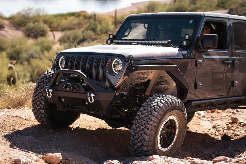 DV8 Offroad 2018+ Jeep Wrangler JL Front Inner Fenders - Black - Back View