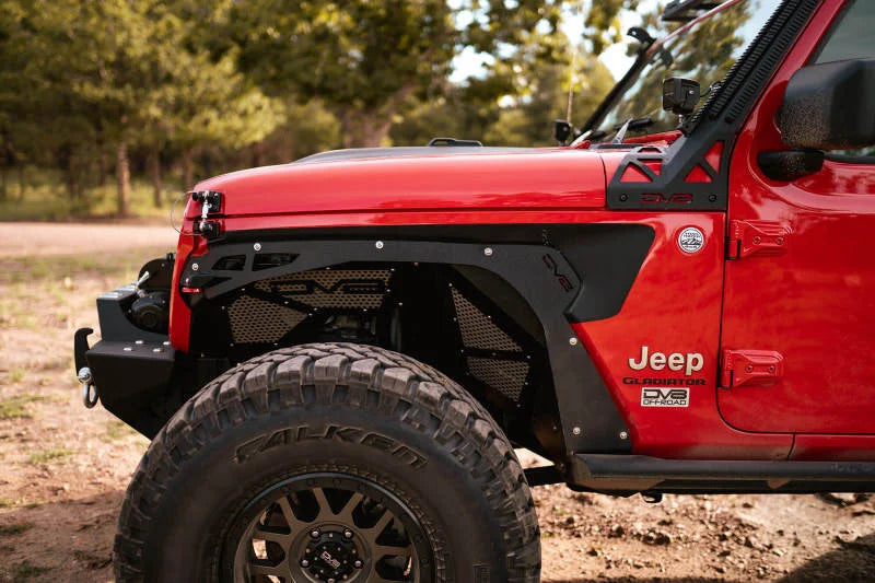 DV8 Offroad 2018+ Jeep Wrangler JL Front Inner Fenders - Black - Installation View