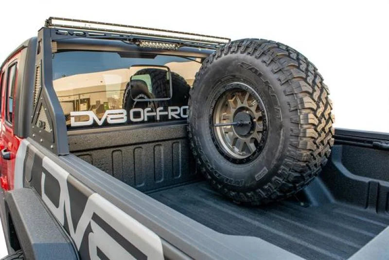 DV8 Offroad 2019+ Jeep Gladiator Universal Stand Up In-Bed Tire Carrier - Main Product View