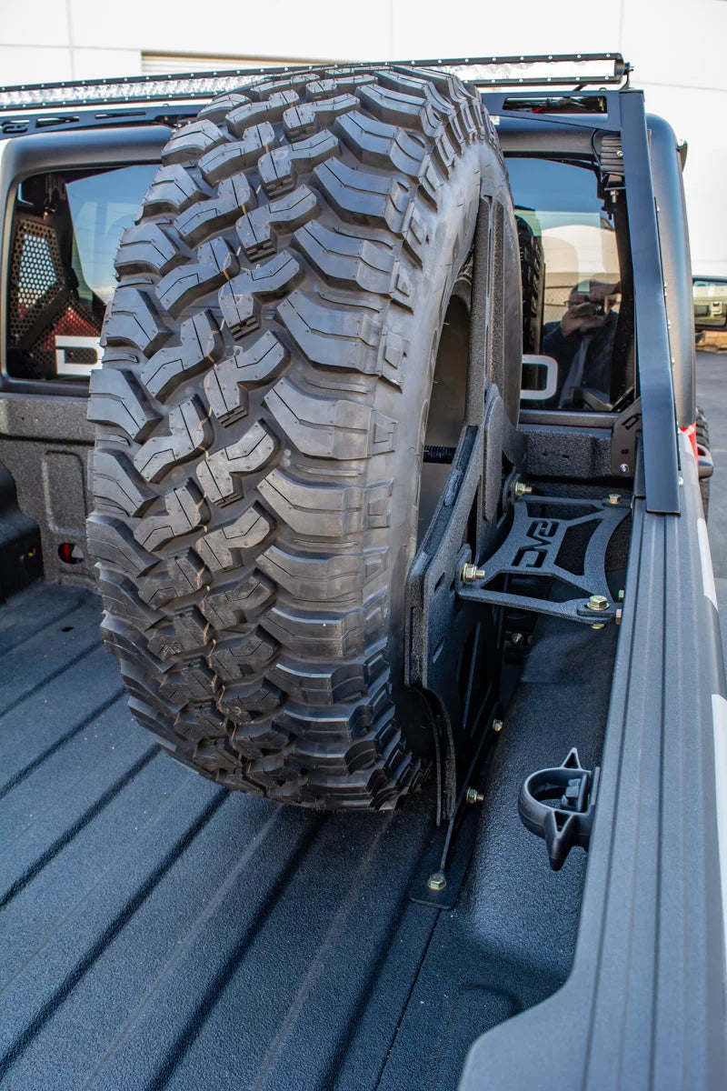 DV8 Offroad 2019+ Jeep Gladiator Universal Stand Up In-Bed Tire Carrier - Additional View 5