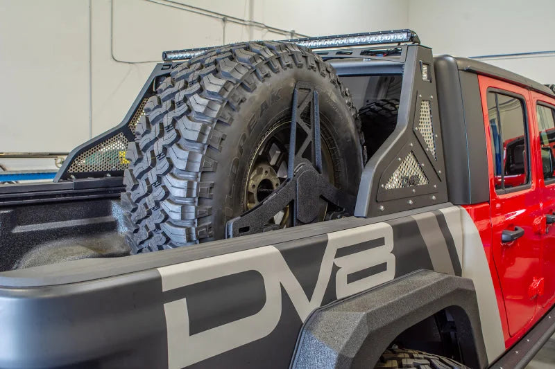 DV8 Offroad 2019+ Jeep Gladiator Universal Stand Up In-Bed Tire Carrier - Additional View 6