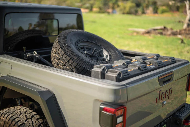 DV8 Offroad 2020+ Jeep Gladiator JT Adjustable In-Bed Tire Carrier - Main Product View
