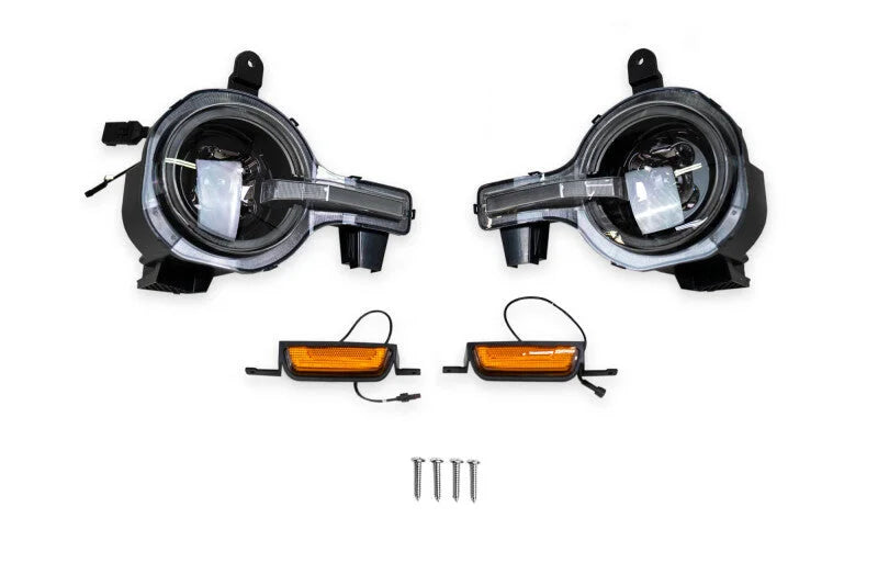 DV8 Offroad 2021-2025 Ford Bronco Black Headlights - Side View