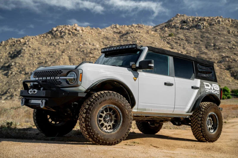 DV8 Offroad 2021 Ford Bronco A Pillar Dual Light Pod Drop Mounts - Installation View