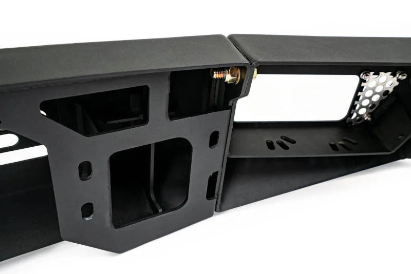 DV8 Offroad 2021+ Ford Bronco Bumper- Accommodates 20in Dual Row Light Bar & (4) 3in Pod Light Mount - Installation View