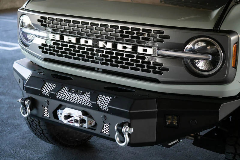 DV8 Offroad 2021+ Ford Bronco Front Bumper Winch Capable w/ Optional Bull Bar/Aux Light Opening - Side View