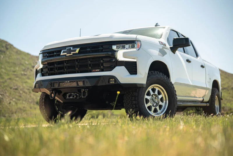 DV8 Offroad 2022+ Chevrolet Silverado 1500 Offroad Spec Series Front Bumper w/ Winch - Installation View
