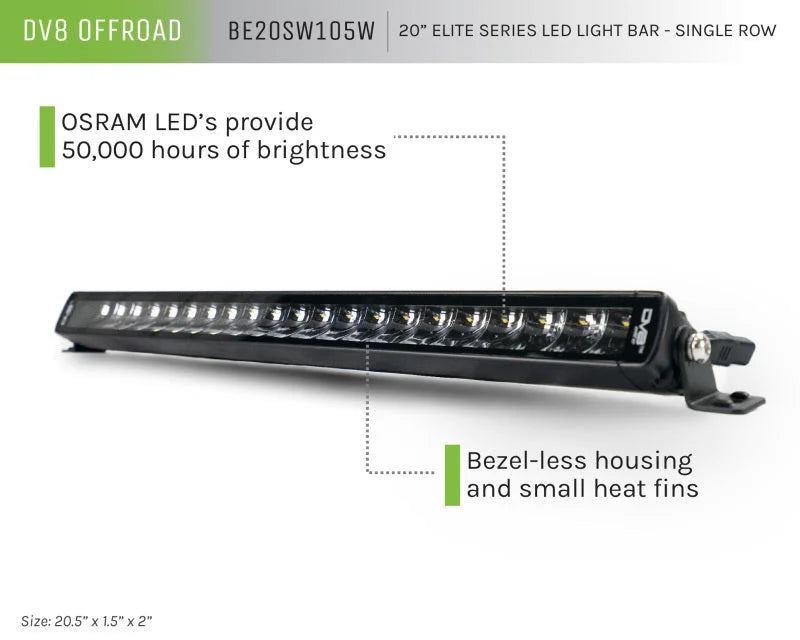 DV8 Offroad 20in Elite Series Light Bar 105W LED - Single Row - Additional View 7