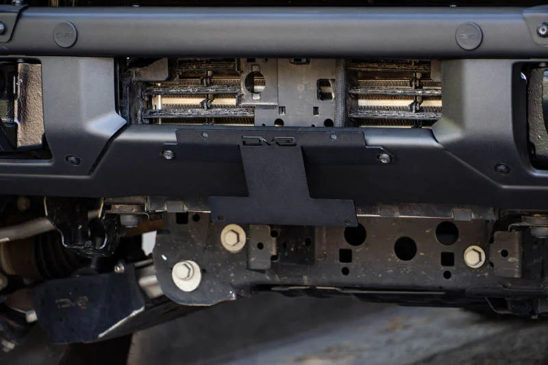 DV8 Offroad 21-22 Ford Bronco Factory Front Bumper Licence Relocation Bracket - Front - Additional View 12