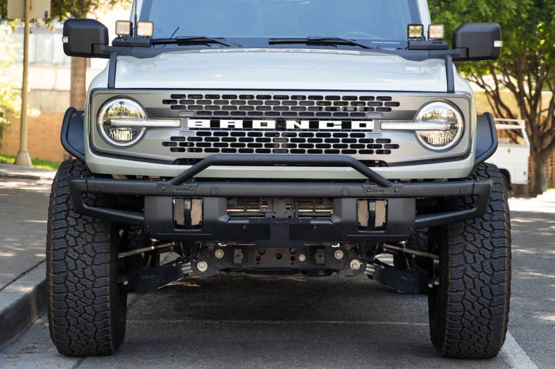 DV8 Offroad 21-22 Ford Bronco Factory Front Bumper Licence Relocation Bracket - Front - Additional View 15