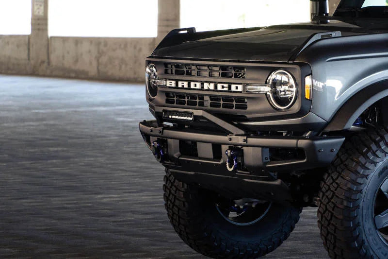 DV8 Offroad 21-22 Ford Bronco Factory Modular Front Bumper Bull Bar - Back View