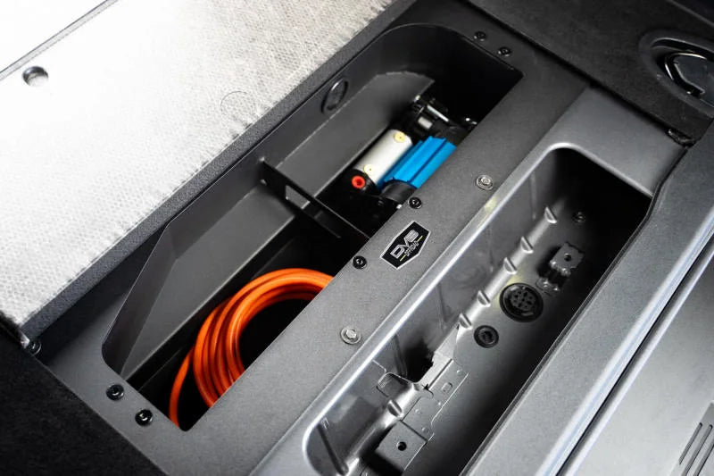 DV8 Offroad 21-23 Ford Bronco (Exc. Bronco Raptor) Air Compressor Mount & Storage Box - Back View
