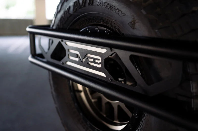 DV8 Offroad 21-23 Ford Bronco Spare Tire Guard & Accessory Mount - Side View