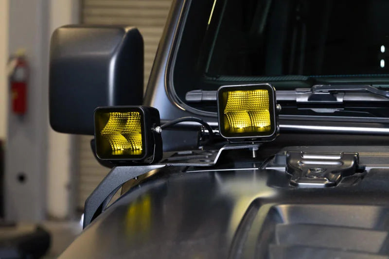 DV8 Offroad 3in Elite Series LED Amber Pod Light - Side View