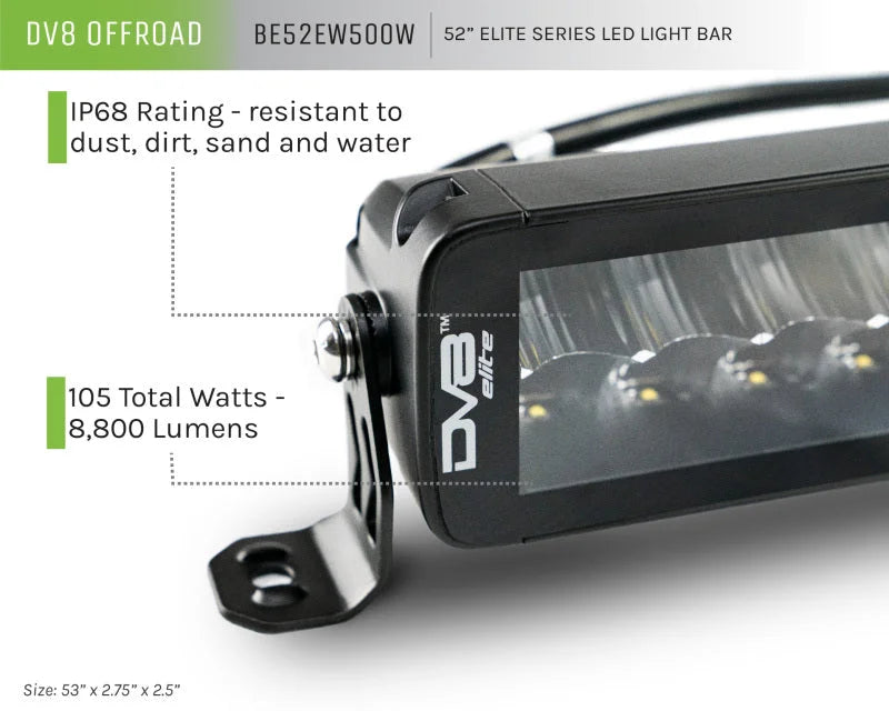 DV8 Offroad 52in Elite Series Light Bar 500W LED - Black - Installation View