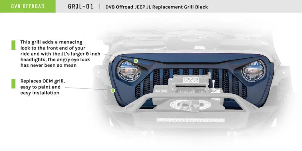 DV8 Offroad 2018+ Jeep JL/ Gladiator Angry Grill - Additional View 8