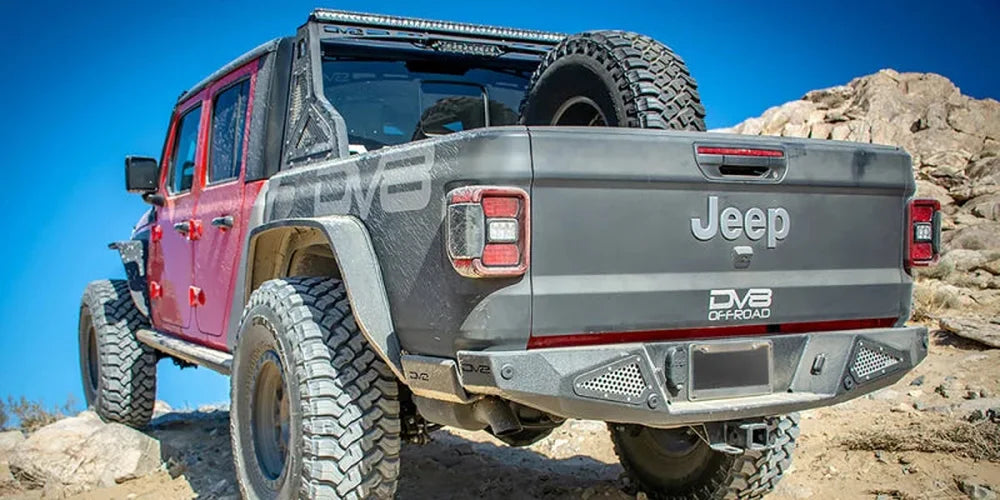 DV8 Offroad 2019+ Jeep Gladiator Bedside Sliders - Back View