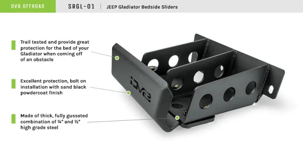 DV8 Offroad 2019+ Jeep Gladiator Bedside Sliders - Additional View 12
