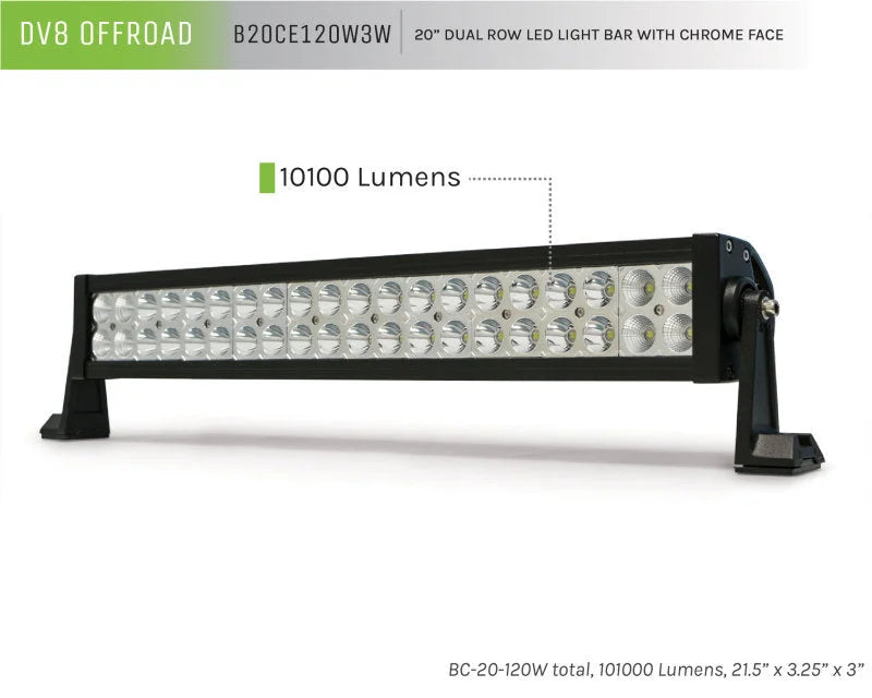 DV8 Offroad Chrome Series 20in Light Bar 120W Flood/Spot 3W LED - Additional View 7