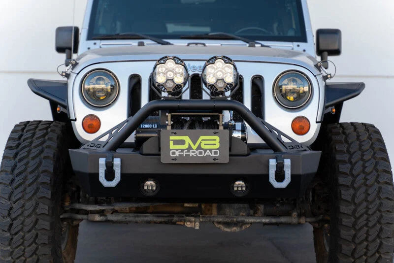 DV8 Offroad Fairlead Mounted Flip-Up License Plate Bracket - Side View