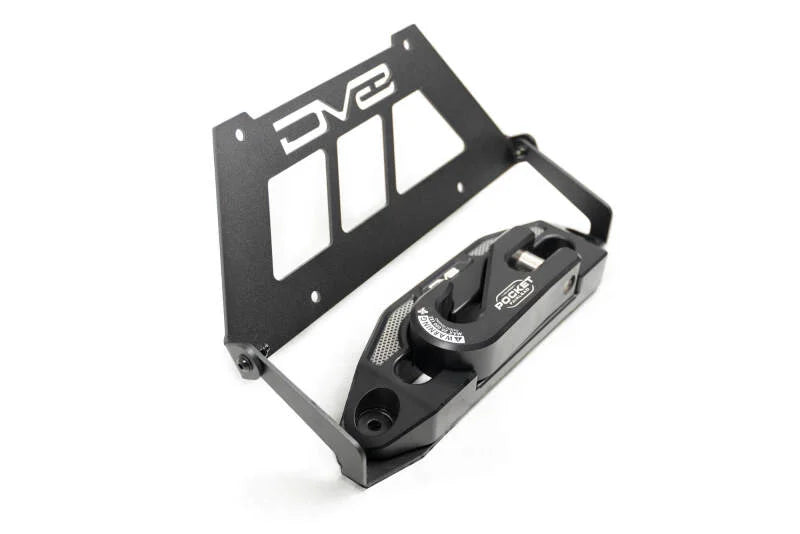 DV8 Offroad Fairlead Mounted Flip-Up License Plate Bracket - Installation View