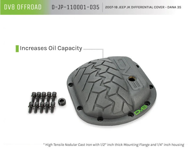 DV8 Offroad HD Dana 35 Diff Cover Cast Iron Gray Powdercoat - Back View